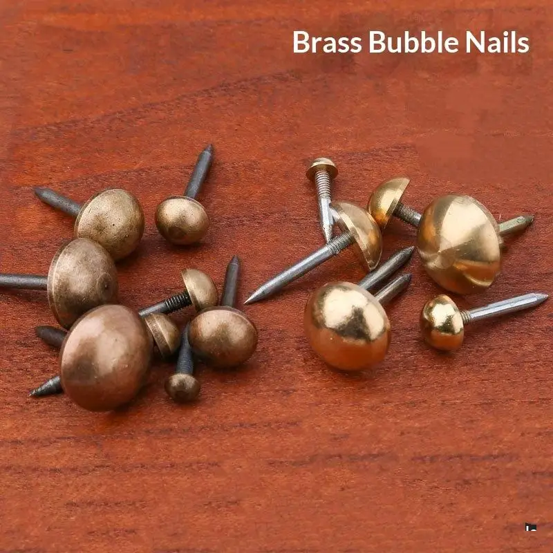 Solid Brass Upholstery Nail Retro Furniture Stud 6-12mm Head Sofa Door Decor Fastener Hardware 10Pcs Per Bag