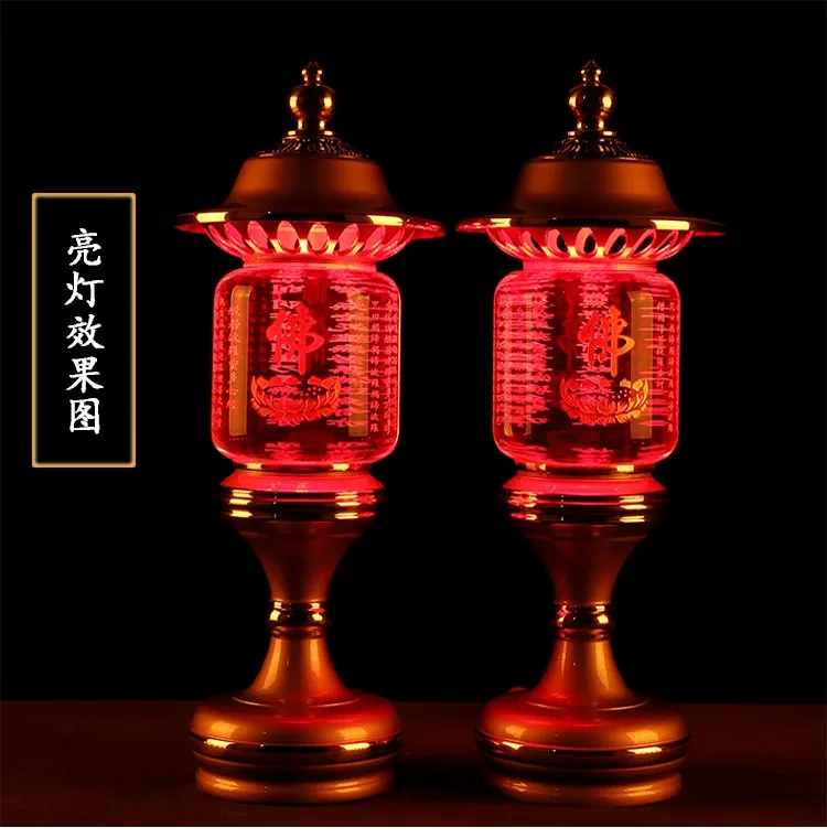 A Pair 2PCS Wholesale Buddhism supply HOME Shop temple altar Buddhist worship tool high grade crystal buddha Light  30cm tall