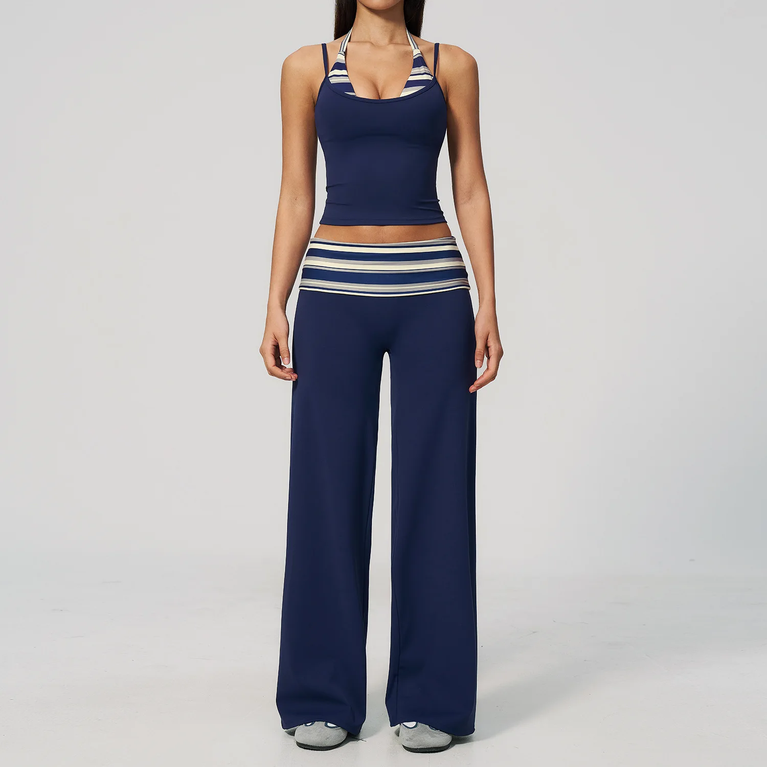 Custom LOGO Women's Fitness Fashion Polka Dot Fake Two-piece Hip Lift Waist Running Quick-drying Yoga Two-piece Set
