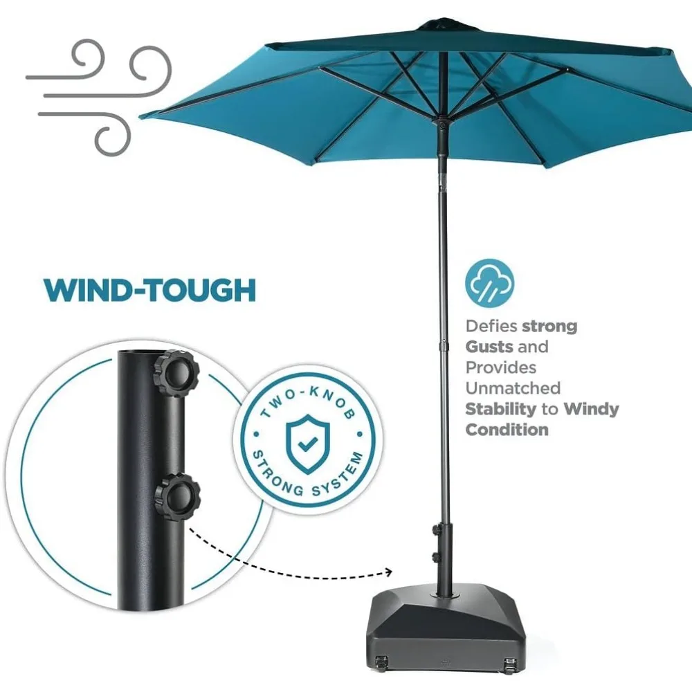 Base - Fillable Umbrella Pole Holder with Heavy Duty Windproof Design for Patio, Deck, Poolside, Garden. 4 Wheels, 2 Locks