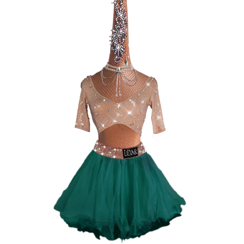 Latin dance competition costumes, performance costumes, half skirts, colorful dance skirts, short skirts, various colors