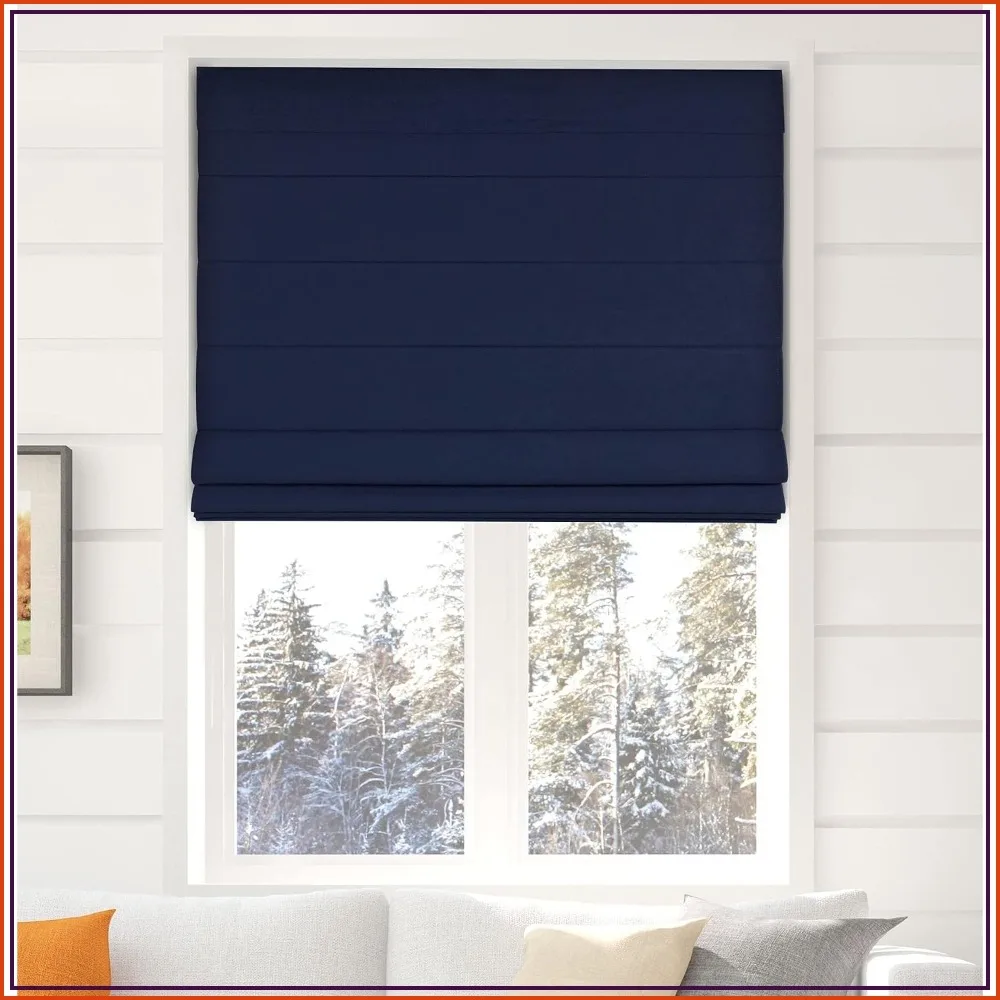 Fabric Roman Shades 34x60 Inches Navy Room Darkening Window Blinds