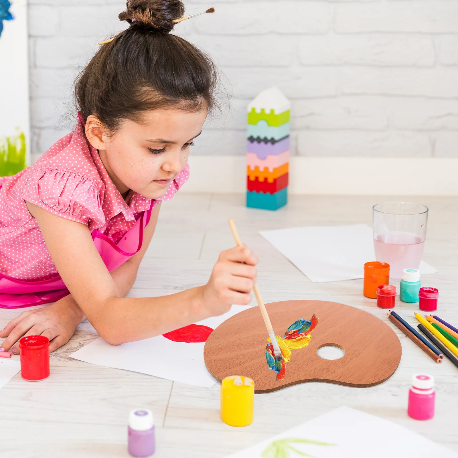 

1pcs Wooden Paint Palette 25X30Cm Large Smooth Lightweight Durable Travel Painting Tray For Oil Acrylic Watercolor Artists