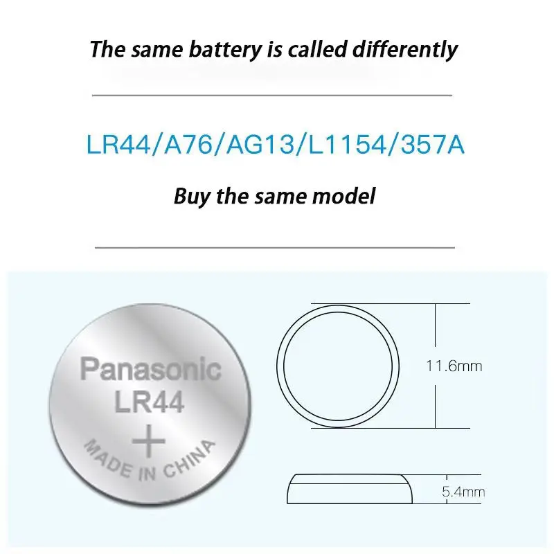 20-100PS/lot Panasonic LR44 A76 LR 44 AG13 LR1154 SR1154 SR44 SR44SW SR44W GP76 1.5V Alkaline Batteries For Calculator Toy Watch