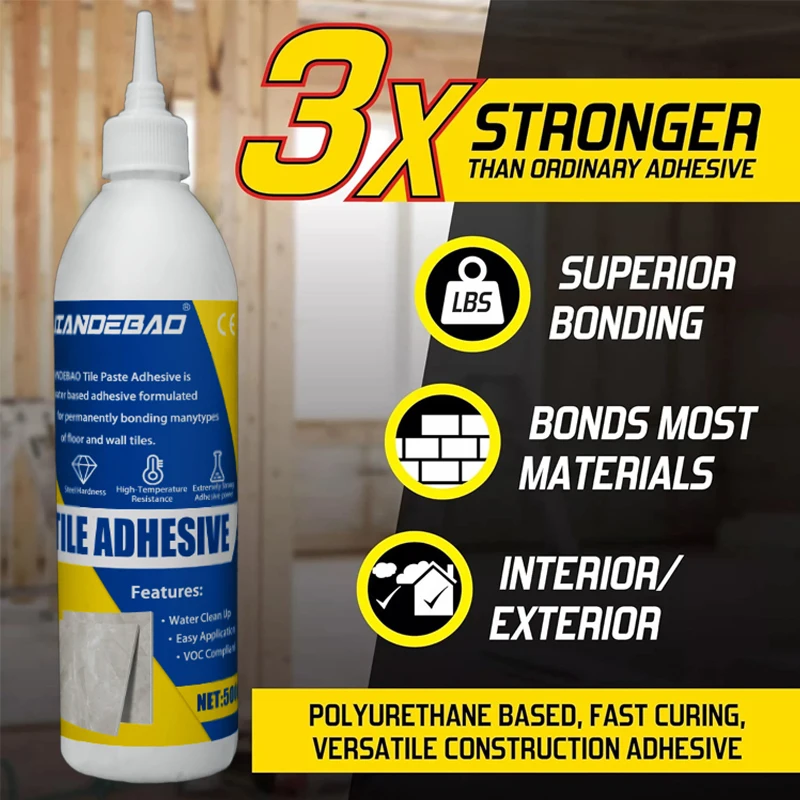 500g Tile Adhesive - Strong Bonding Floor And Wall Tile Glue for Ceramic Porcelain Stone Glass