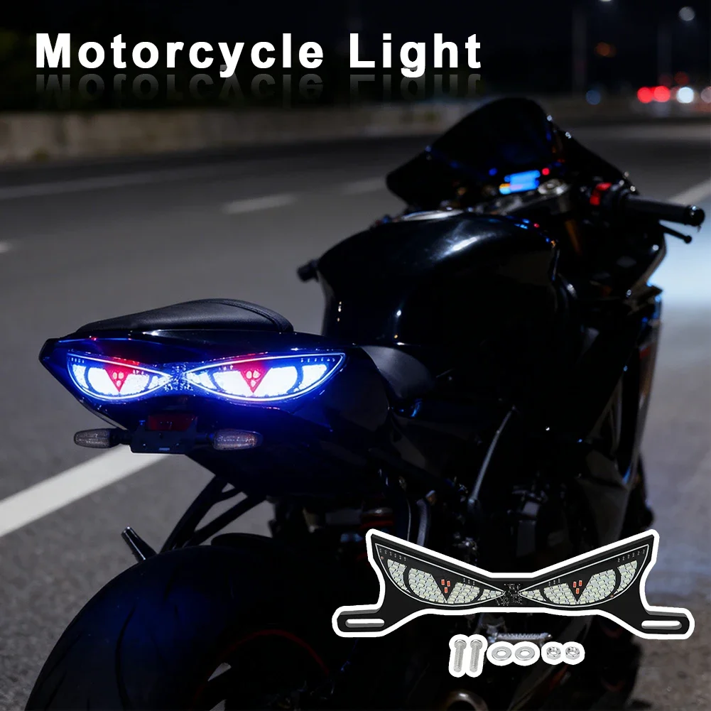 Devil Eye Motorcycle LED Lights Cat Eye Dynamic Tail Light Car Tail Decorative Lamp Strobe Eagle Eye Lamp Accessories