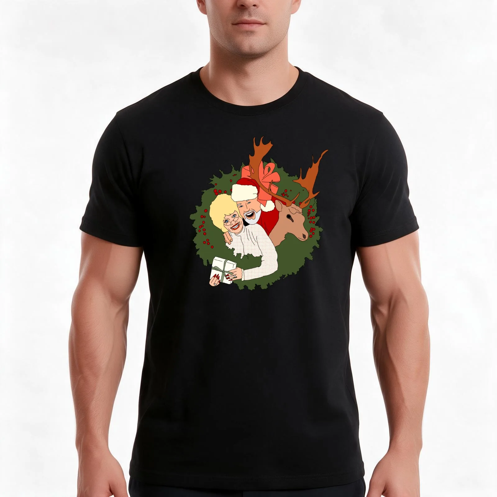 Once Upon a Dolly and Kenny Christmas T-Shirt, Summer Casual Cotton Tee, Oversized Streetwear Tops, Vintage Graphic Print