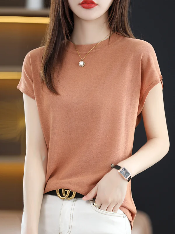 

Женская летняя новинка: трикотажная футболка Egmg Ice Hemp с коротким рукавом, круглым вырезом и эффектом охлаждающего шелка.