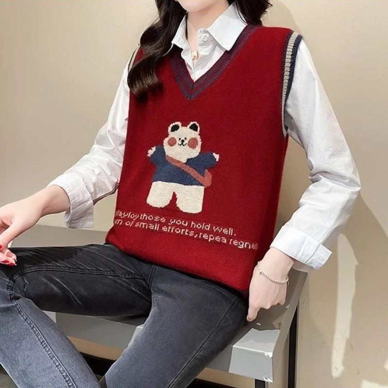 Kawaii المرأة محبوك سترة ملابس أنيقة صدرية ملابس خارجية غير رسمية الكورية نمط الصوف الجمالية Y2k البلوز سترة الإناث