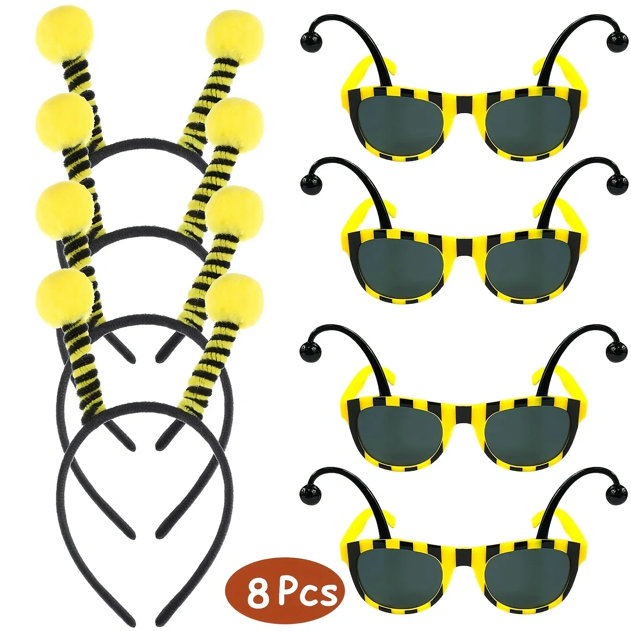 8-teiliges Set an Zubehör für ein Bienen-Rollenspielkostüm – Set aus Bienenantennen-Stirnband und Brille, Damen-Bienen-Tentakel-Stirnband – Detail 6