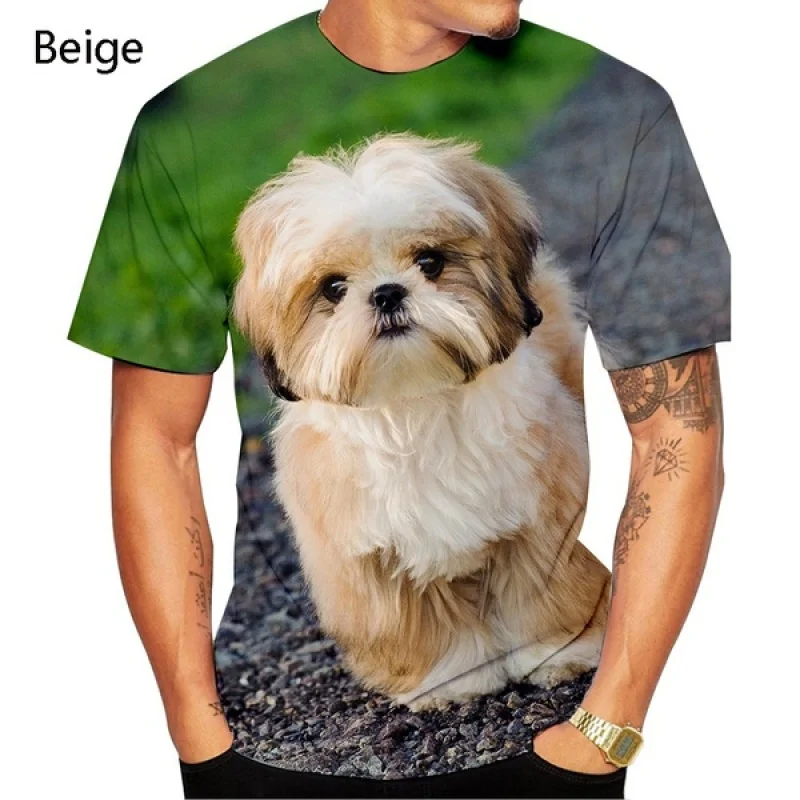 2024 Men4 New Fashion Unisex Funny 3D Printed Shih Tzu Dog Short Sleeved Shirt Cute Pets T-shirt XXS-5XL