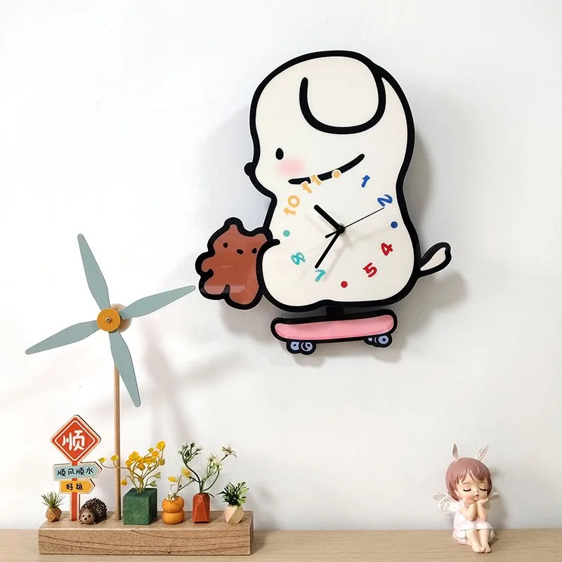 Creative Puppy Cartoon Wall Clock, Silent No Need for Drilling Cute Swinging Living Room Children's Pet Store - view 6