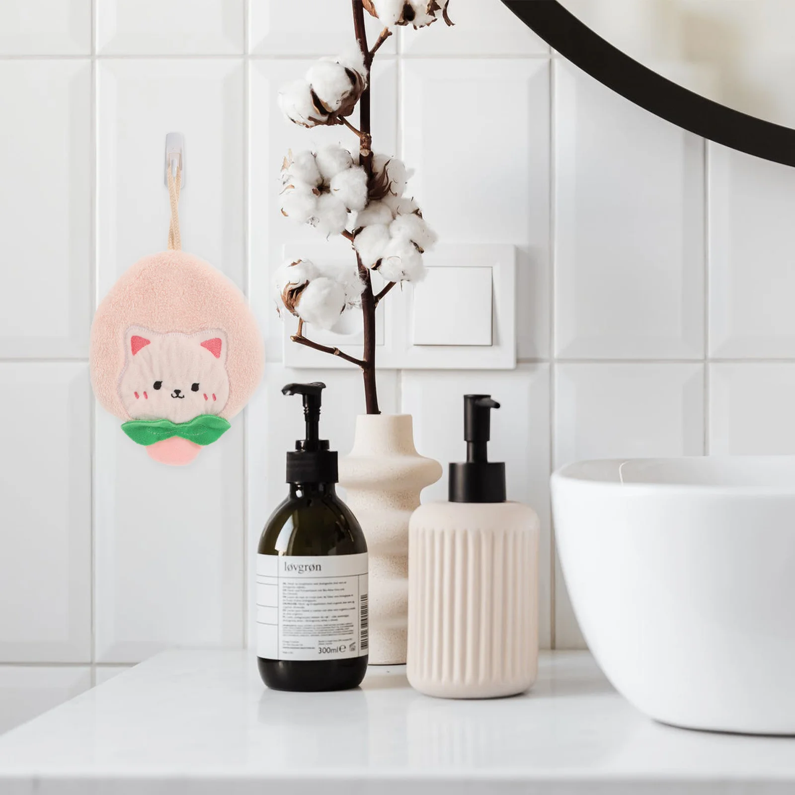 

Cartoon Peach Coral Fleece Hand Towel Super Absorbent Hanging Handkerchief Kitchen Bathroom Hand Drying Towel Household Water