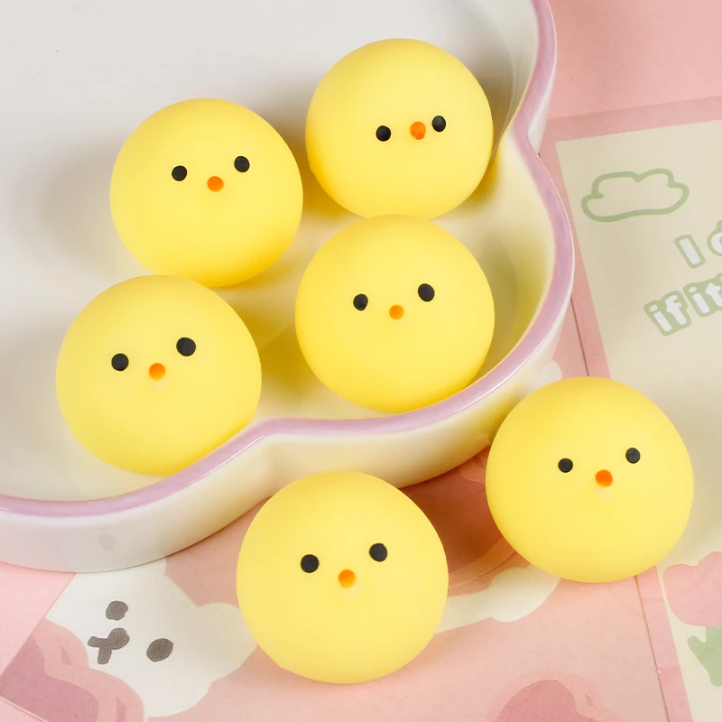 사랑스러운 푹신한 병아리 모찌 스퀴시 스트레스 해소 장난감, 아이들 파티 선물, 카니발 기념품