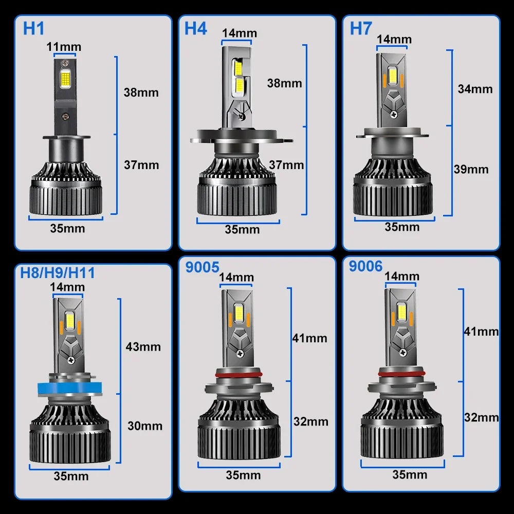 YHKOMS 1200W 800000LM Canbus H4 H7 H1 LED H8 H9 H11 9005 9006 9012 HB3 HB4 Car LED Headlight Auto Fog Lamp LED Bulbs 6000K 12V