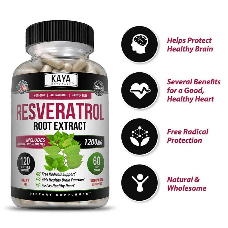 Resveratrol Capsules - Antioxidant Supplement To Support Circulatory Health and Overall Wellness,Promotes Cardiovascular Support