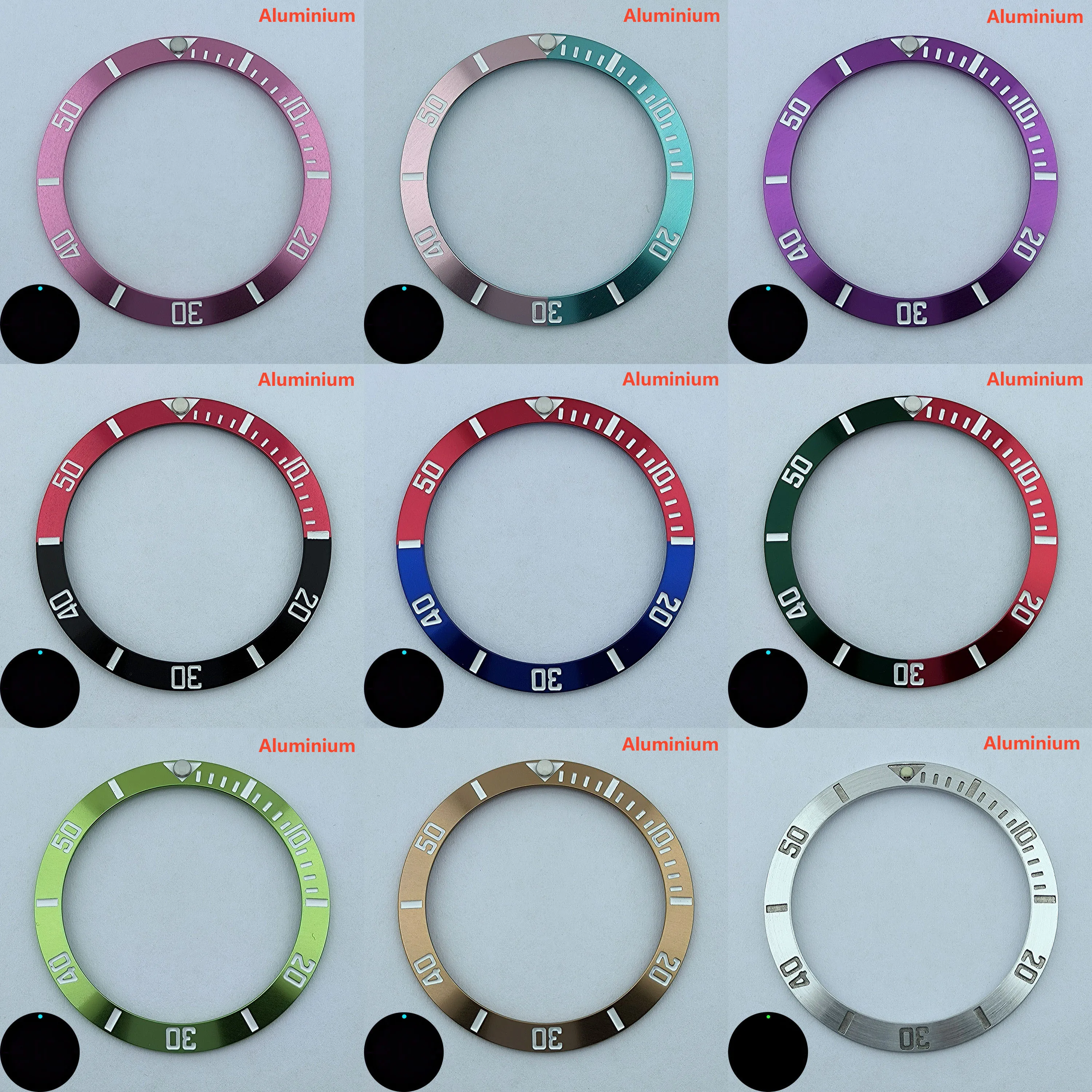 38mm ceramic/aluminium insert bezel high quality green/blue luminous bezel is tilted for 40mm case watch repair tools