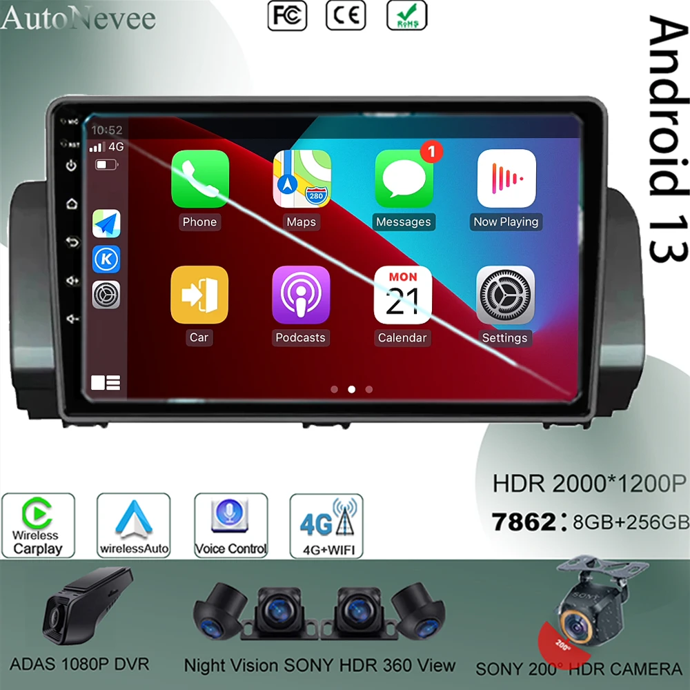 

Android 13 Carplay Autoradio For Renault Sandero 2021 Car Radio Multimedia Video Player Stereo GPS Bluetooth DSP IPS WIFI QLED