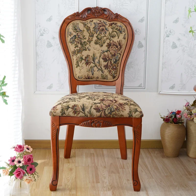 European dining chair solid wood, balcony coffee table chair, American reception table and chair, bedroom study chair