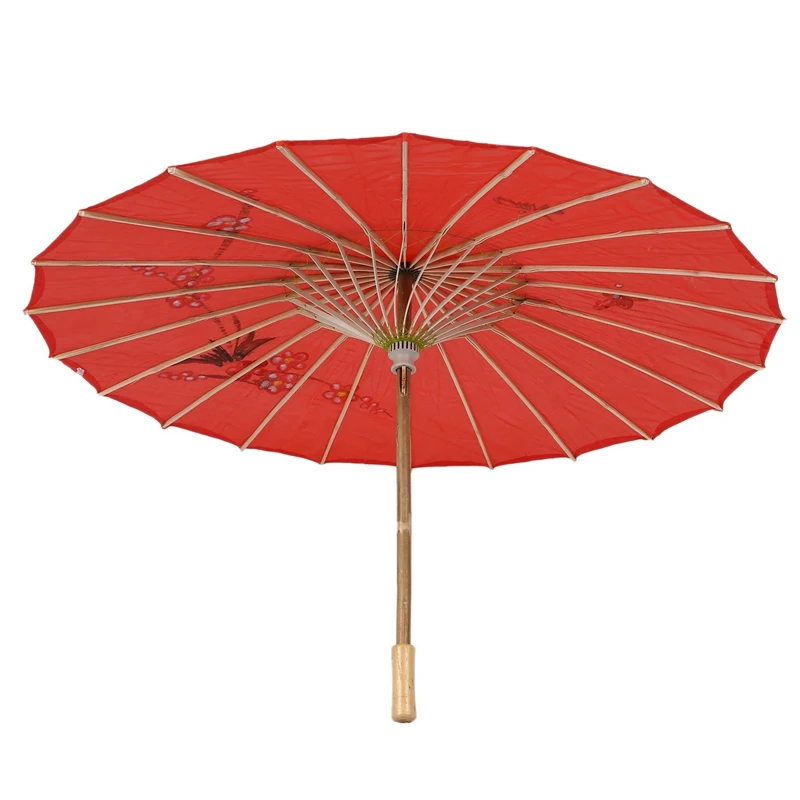 Parasol en bambou rouge avec motif de fleurs de prunier, 31.5 pouces de diamètre, 2X