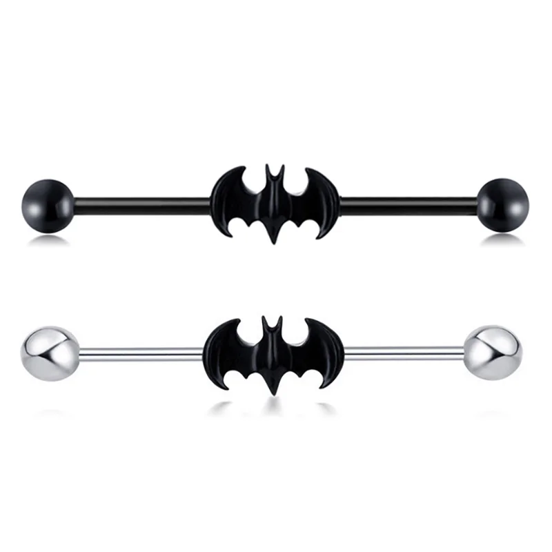 1pc Fledermaus Industrie Lang hantel Knorpel Ohrring Piercing Langohr Ohr stecker Helix Tragus Edelstahl für Frauen Männer Punk Körpers chmuck