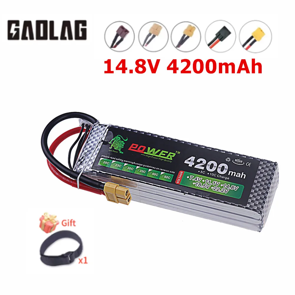 Lipo Battery 14.8V 4200mAh 60C Max 80C For RC Quadcopter Truck Drone parts battery 14.8 V 4S Lipo T XT60 XT90 EC5 Connector