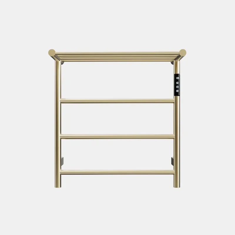 Heated Towel Rack Top Shelf 3-Bar Towel Wall-Mounted Warmer Modern Bathroom Intelligent Touch Screen Timer 304 Stainless
