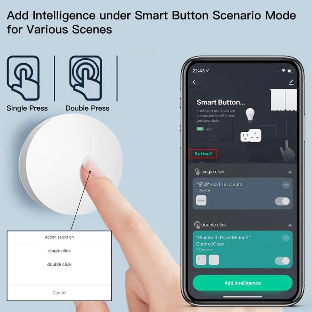 ZigBee Smart Push Button Wireless Scene Switch App Remote Control Smart Life Automation Scenario Switch Work with Zigbee 2MQTT