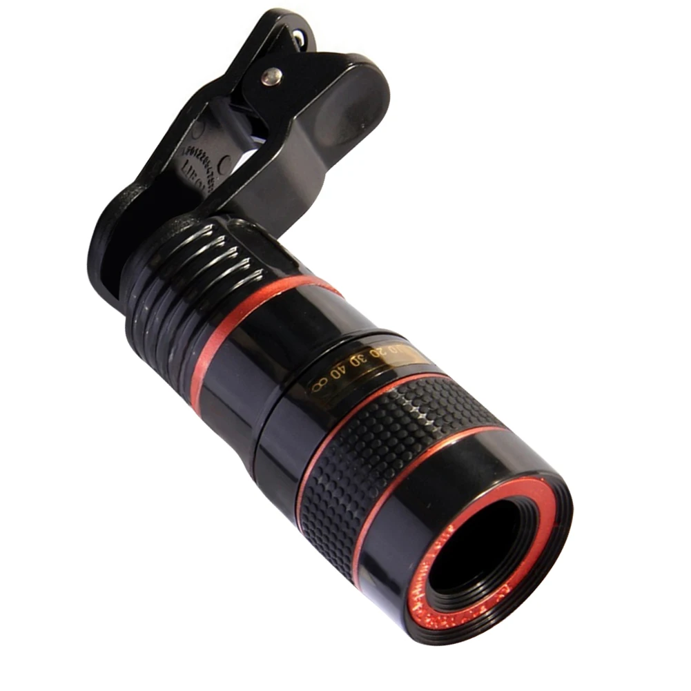 

External 8x Lens Black Shell Cell Phone Camera Lens Adjustable Focal Length High Magnification for Outdoor Camping Accessories