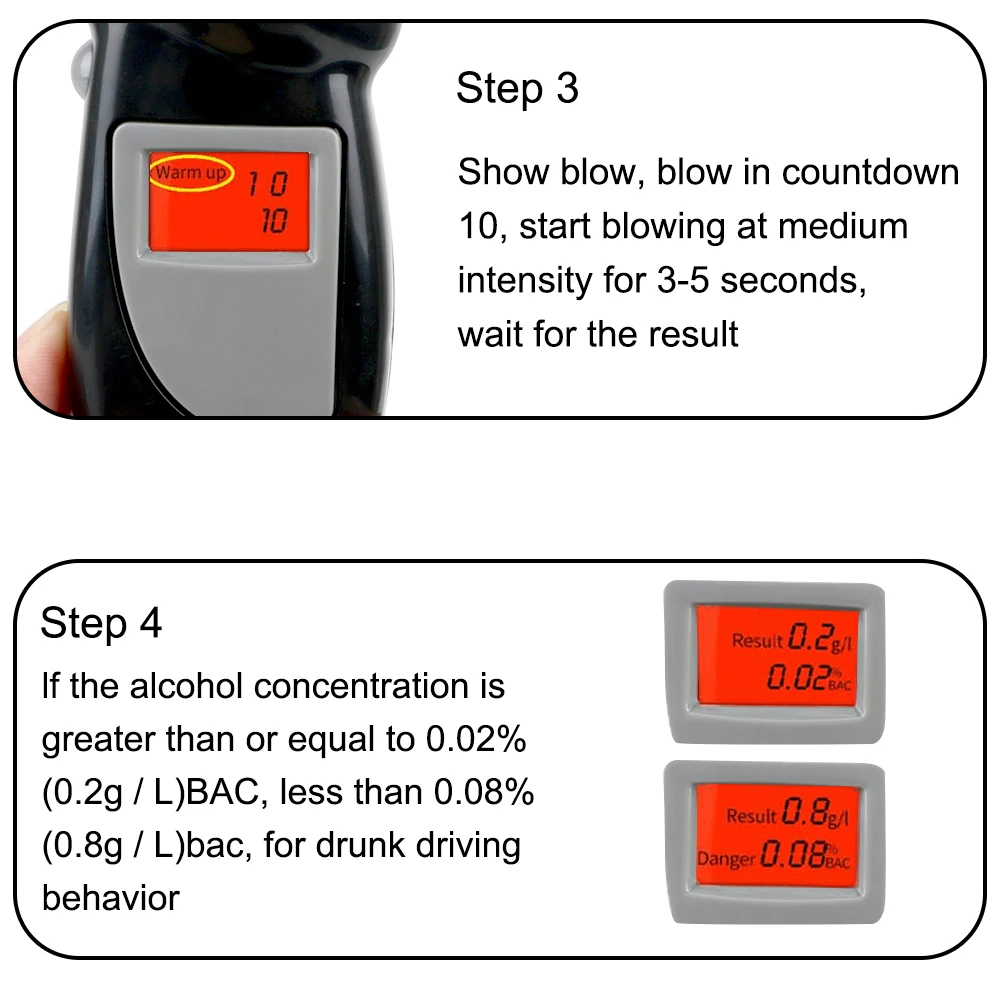 Portable Breath Alcohol Tester Handheld Breathalyzer Alcotest Alcohol Test Tools Backlight Digital Set Car Accessories Universal