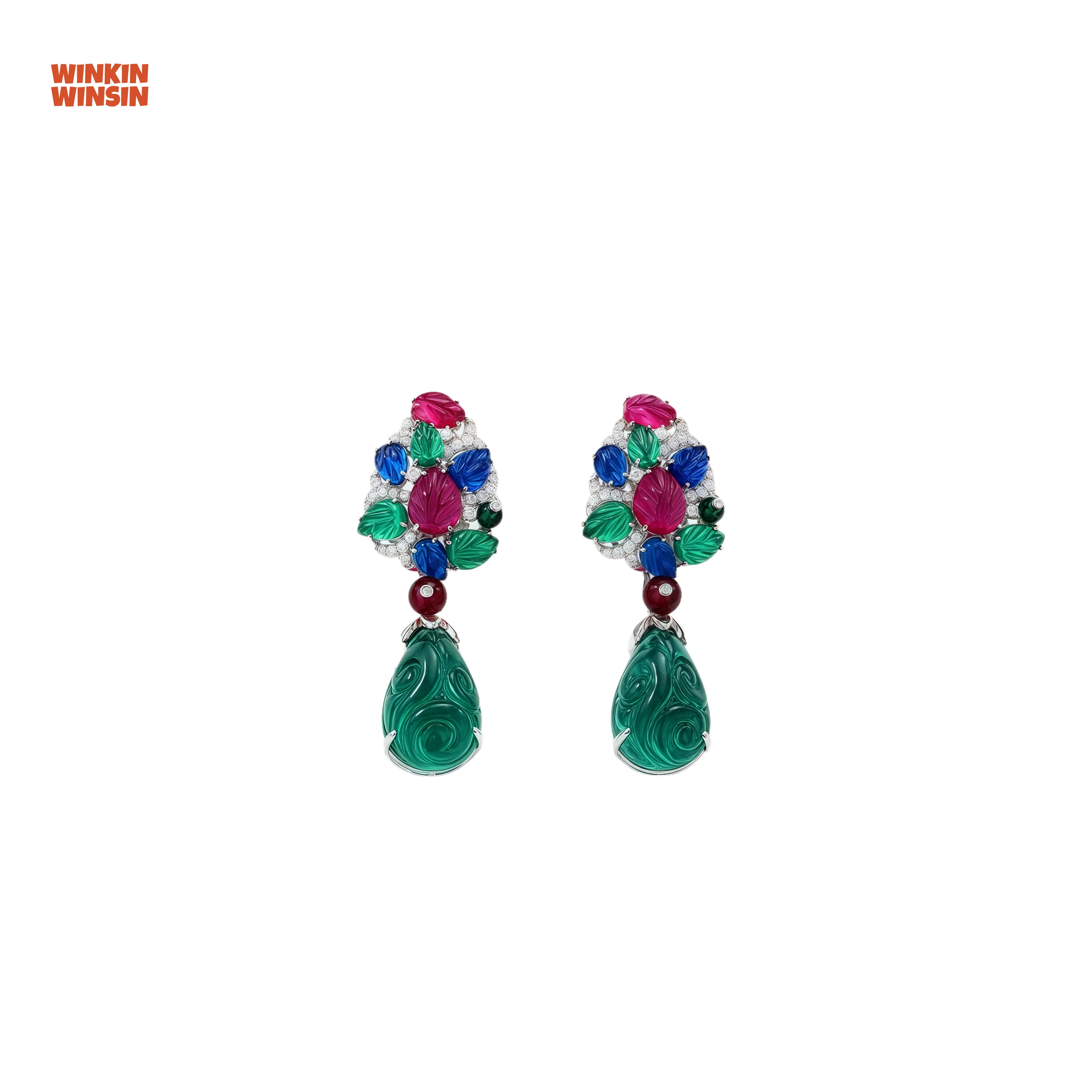 

WINKIN WINSIN Brand MCT Lab Grown Gemstones Tutti Frutti Earrings Luxury Brand Designer S925 925 Sterling Silver Earring Jewelry