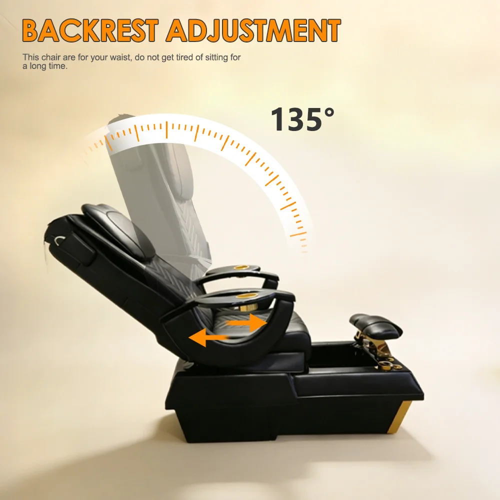 Black Leather Massage Single Foot Manicure Chairs Beauty Ashbury Pedicure Sofa Chair for Nail Salon