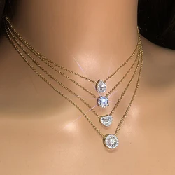 Zircon Women's Neck Chain Pendant Korean Fashion Heart Waterdrop Crystal Gold Color Choker Necklaces Anniversary Gifts Jewelry