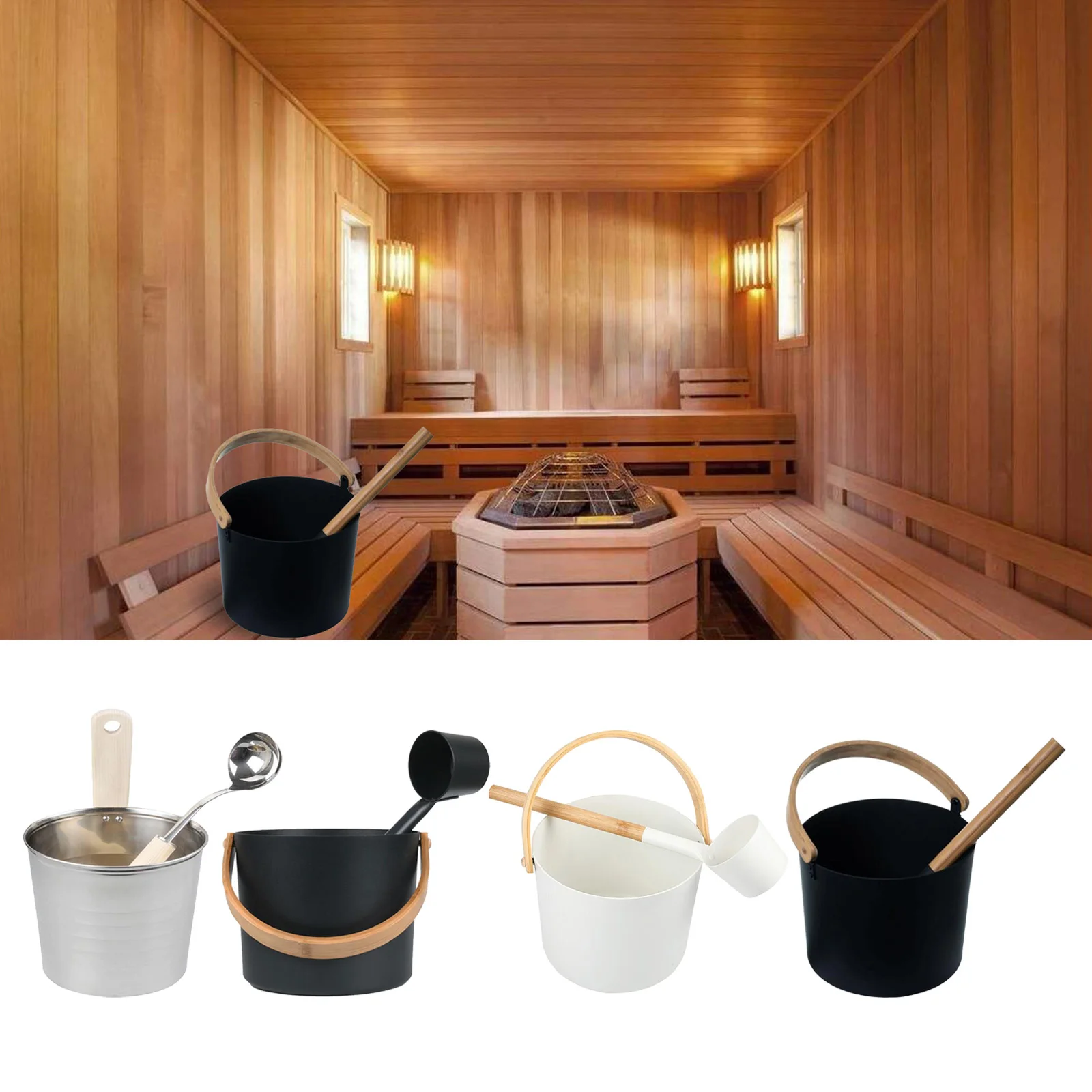 Winter Indoor Outdoor Aluminium Sauna Bucket with Matching Ladle