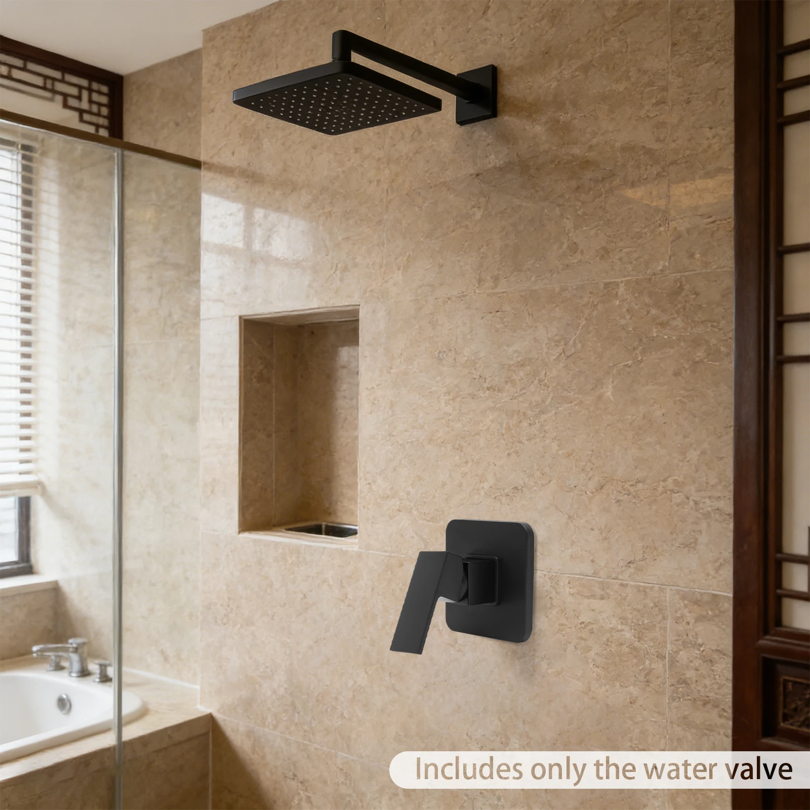 Embedded Shower Valves Single-Function, Brass Faucet Shower Rough-In Valve, Bathroom Trim Kit Single Handle Tub Shower Valve Mixer