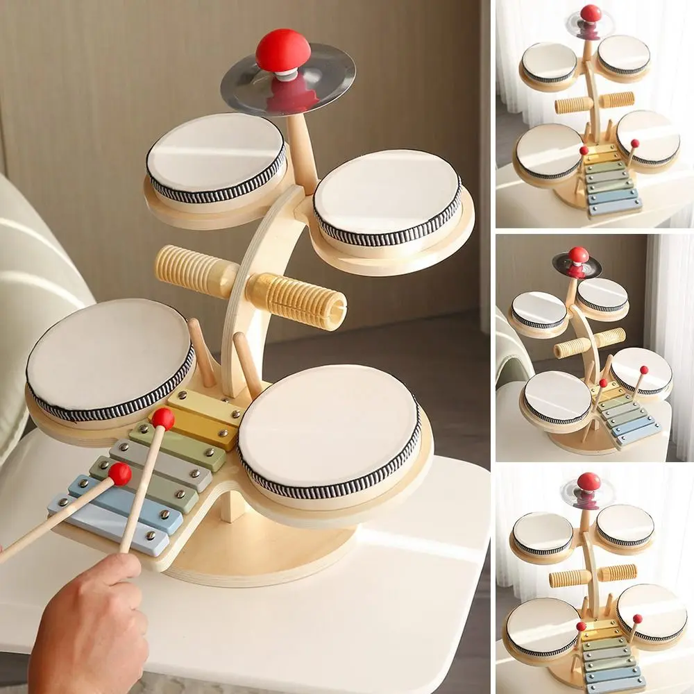 

New Wooden Musical Instruments Toys Musical Drum Montessori Toys Piano Birthday Gifts Wooden Xylophone Drum Set Baby