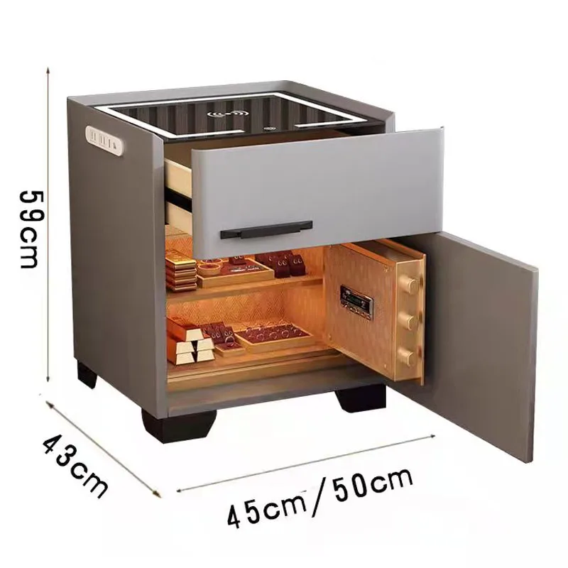 2025 New Modern Smart Bedside Table with Safe Multi-Functional Living Room Furniture Home with Integrated Wireless Charging