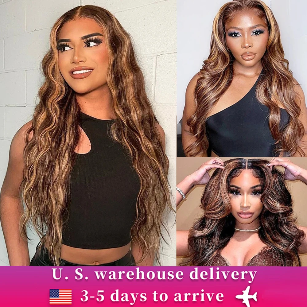 Wig gelombang tubuh 4/27 rambut manusia sorot Ombre keriting 13x5 13x4 Wig rambut manusia renda depan tanpa lem untuk wanita sebelum dipotong dengan kepadatan 180