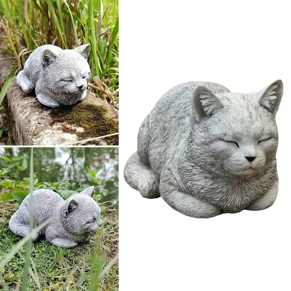 Outdoor Garden Lawn Art Decoration Garden Ornament Cat Statue Durable Cat Pattern Animal Statue Home Decor Decoration Crafts