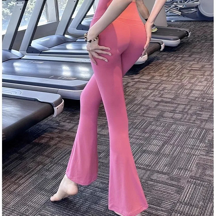 Yoga Pants Women's High Waist, Abdomen And Hips, Fitness Sports, High Elasticity, Leisure, Outdoor Training, Micro-flared Pants,