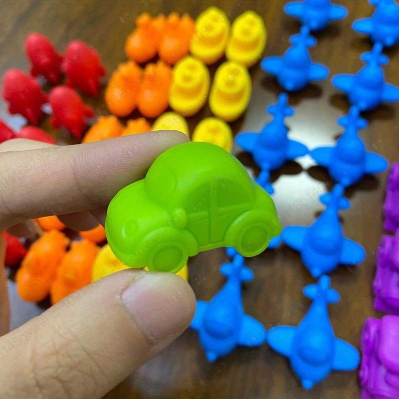 56/36pcs Rainbow Sorting Game Animal Puzzle Toy Dinosaur Traffic Color Matching Game Education Sensory Toys For Kids Preschool