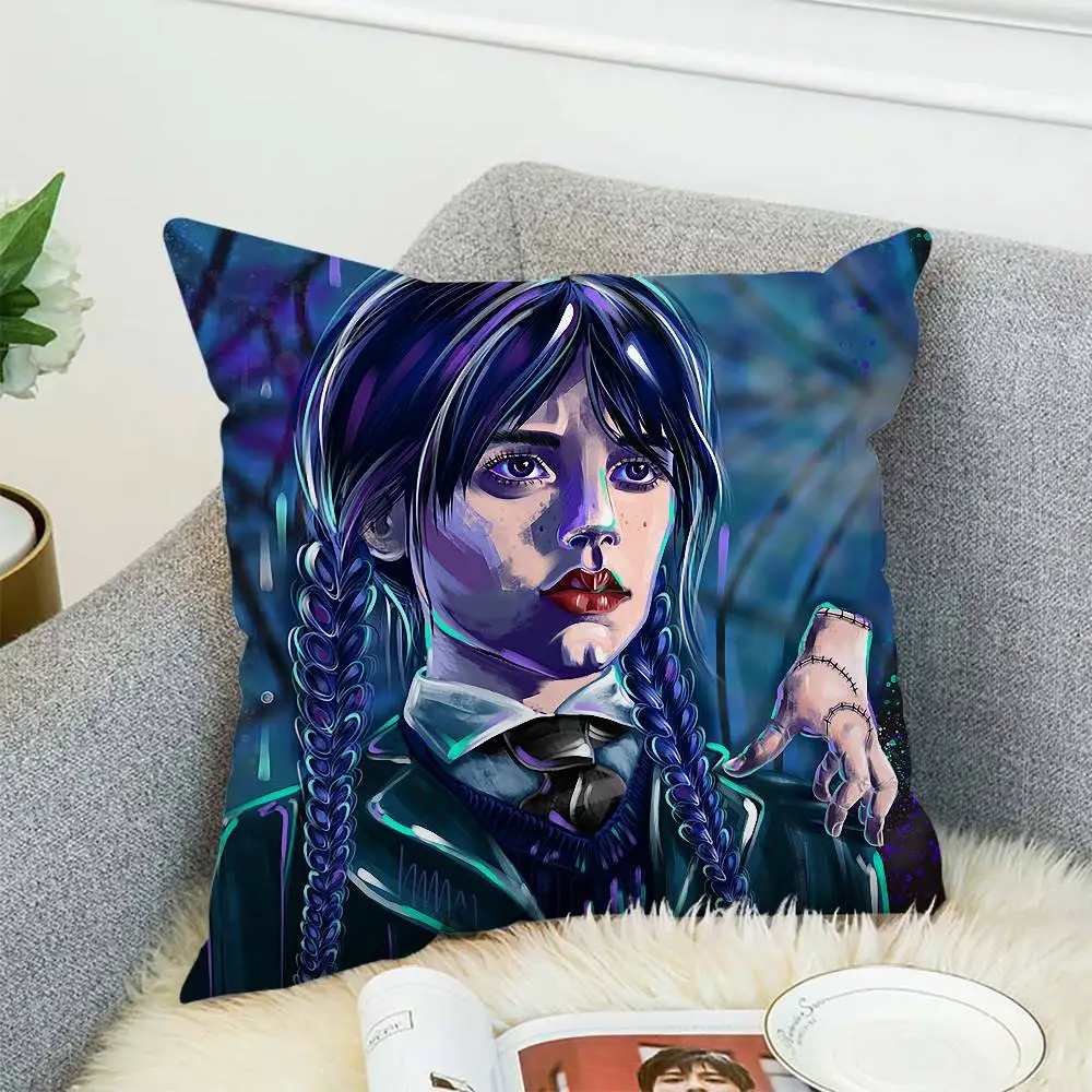 

Wednesday Addams Pillow Case Double-Sided Printing Cushion Cover 45x45 Decorative Cushions Sofa Home Decor Soft Pillowcase