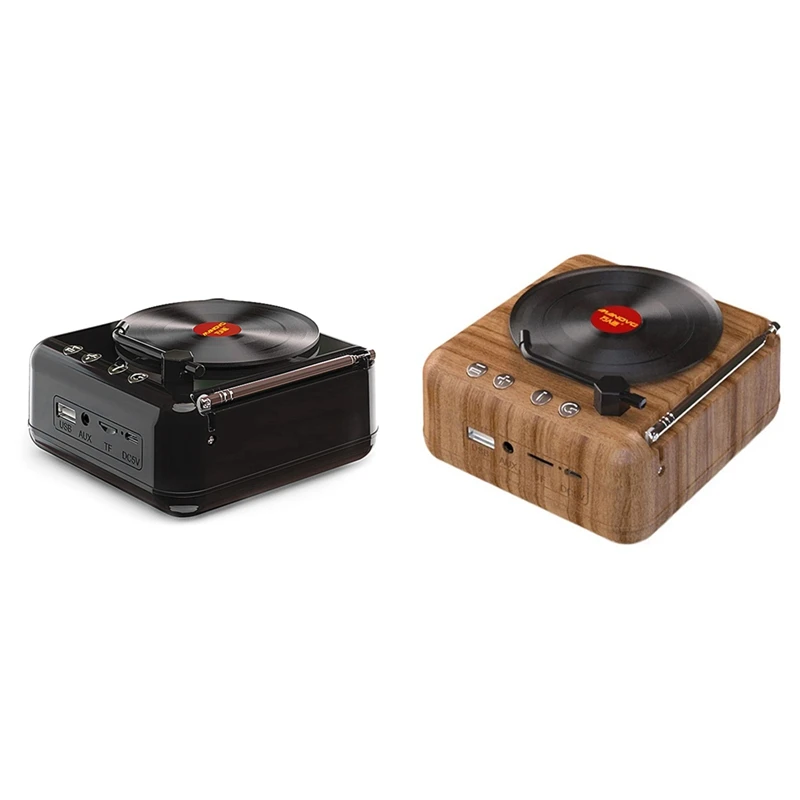 Rise-manovo-ビニールレコードプレーヤースピーカー,USB, Bluetooth v5.0,レトロポータブルスピーカー,TFカード,Uディスク,AUX再生