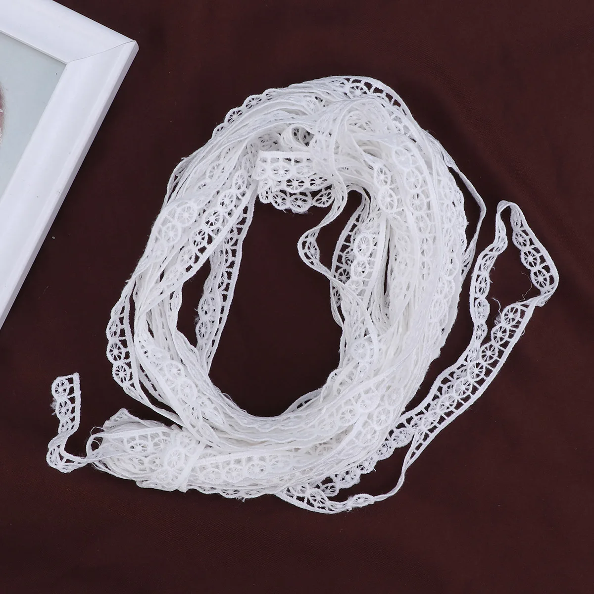 

10 Yard 920X1Cm White Lace Fabric For Wedding Dress Flower Border Embroidered Applique Decorative Trim Craft Accessory Sewing
