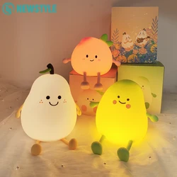 Cute Silicone Nursery Pear Night Light For Baby and Toddler Kawaii Fruit Sleeping NightLight Bedside Lamp For Kids Room