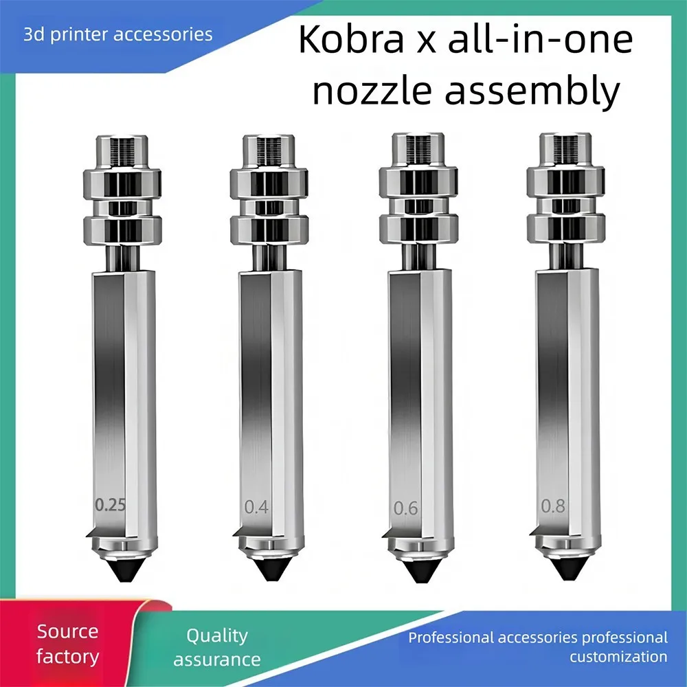 

Anycubic Kobra X 3D Printer Hotend Nozzle Assembled Extruder Kit, 0.25mm 0.4mm 0.6mm 0.8mm Mixed Nozzle Set