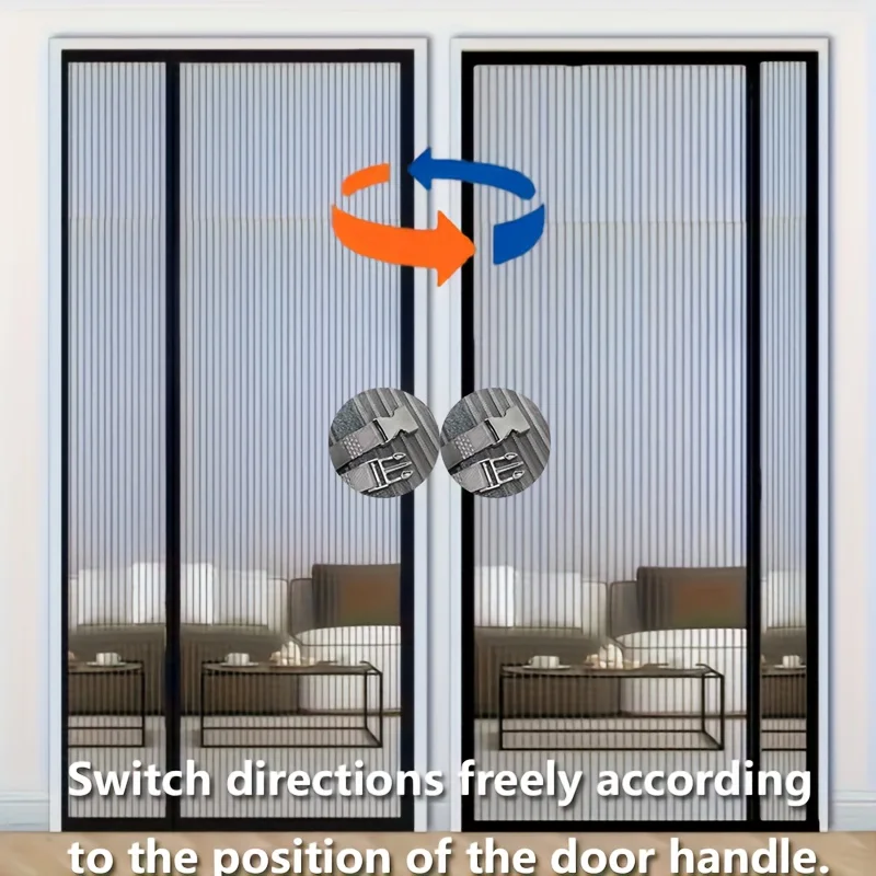 1pc Summer Magnetic Screen Door - Auto-Adhesive Mosquito-Proof Mesh, Pet-Friendly Fiberglass Door Curtain for Patio & Bedroom
