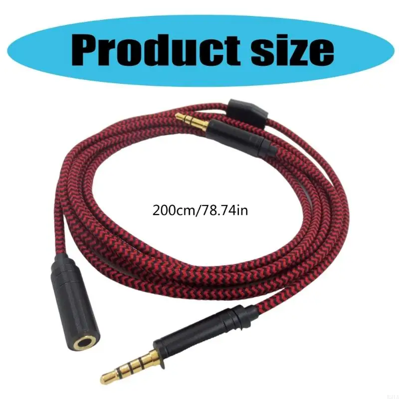 R91A 채팅 링크 케이블 3.5mm 헤드셋 연장 케이블 게임 콘솔 용 200cm/78.74in 파티 채팅 녹음 게임용 헤드셋