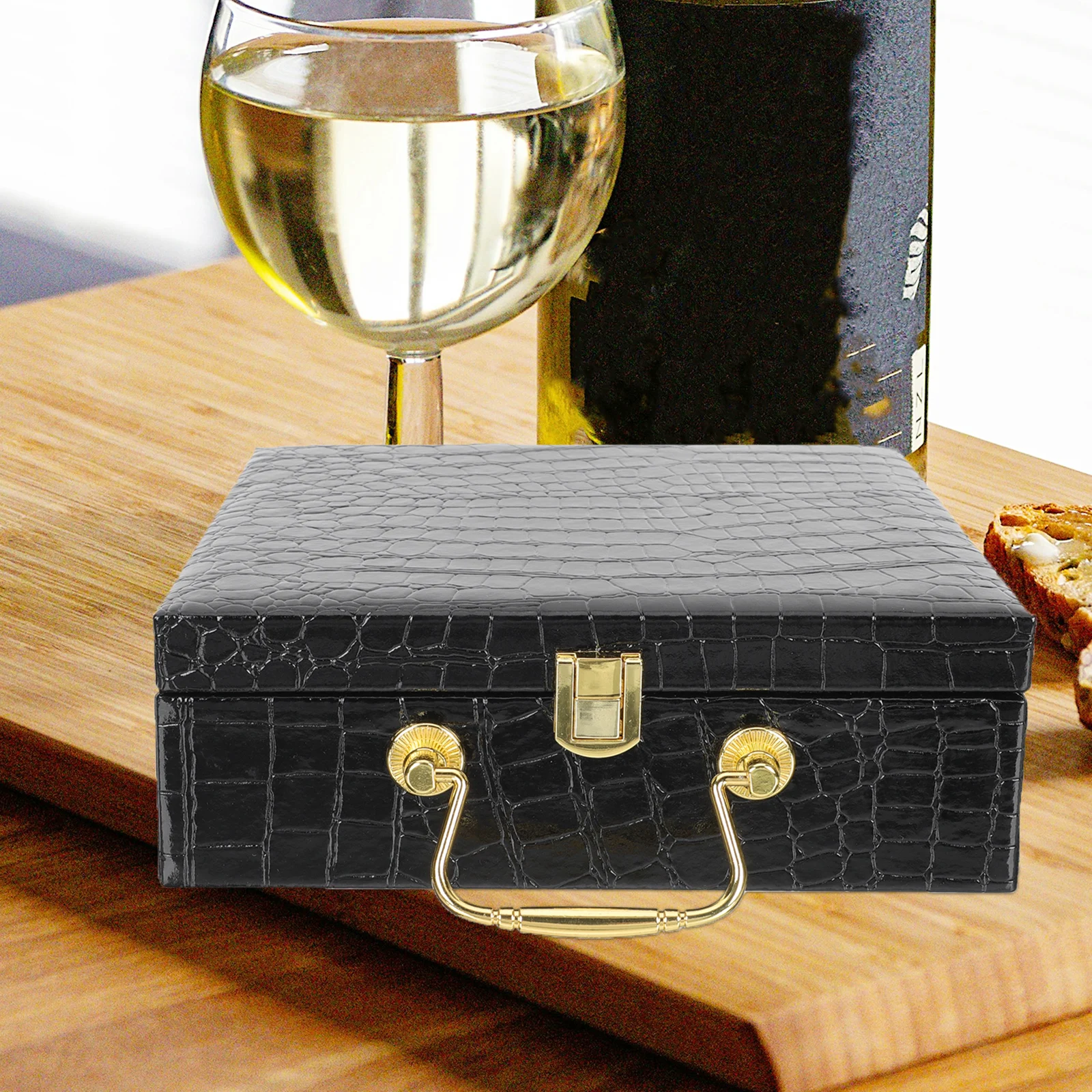 

Wooden Cigar Box Iron PU Crocodile Print Portable H Held Container Storage Travel Case Cigar Accessories Home Supply