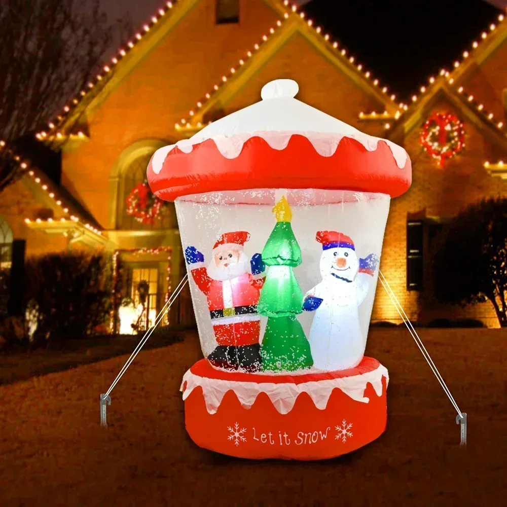 

Christmas Inflatable Snow Globe Yard Decoration Built-in LED Lights Snowman Santa Blow Up Outdoor Garden Lawn Holiday Decor